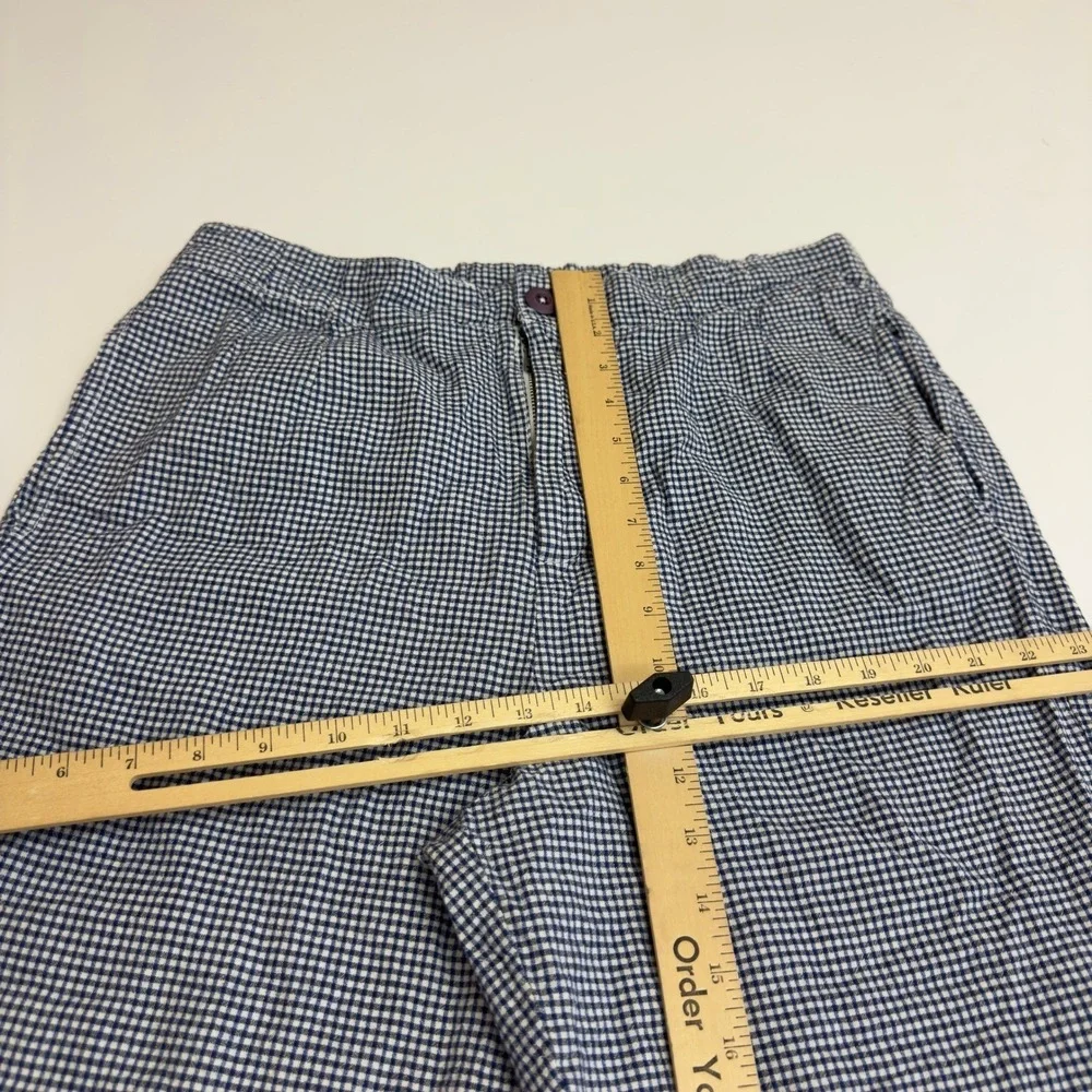 Free People Pants Womens Large Blue Gingham‎ Plaid Kate Cotton Trousers
